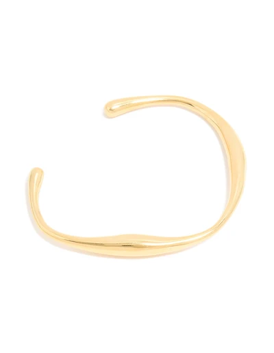 Waterproof Gold Plated Stainless Steel Organic Open Wrist Cuff