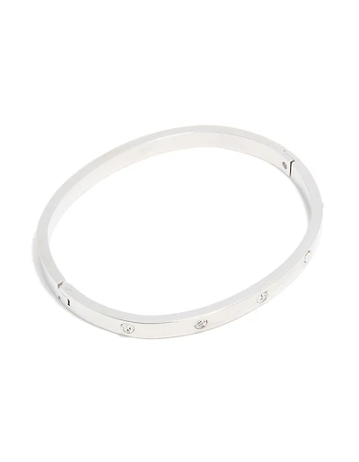Waterproof Stainless Steel Diamante Hinged Bangle