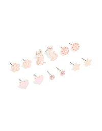 Pack de 6 boucles d’oreilles Rose Gold Star & Heart Studs pour enfants