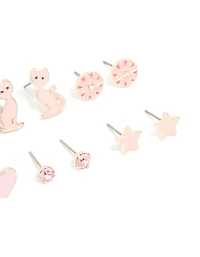 Pack de 6 boucles d’oreilles Rose Gold Star & Heart Studs pour enfants