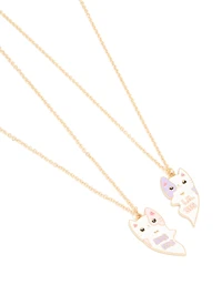 Enfants Or Rose & Violet Câlins Chat Grande Sœur Petite Sœur Ensemble de Colliers