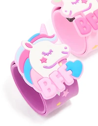 Kids Pink & Purple BFF Unicorn Slap Band Pack