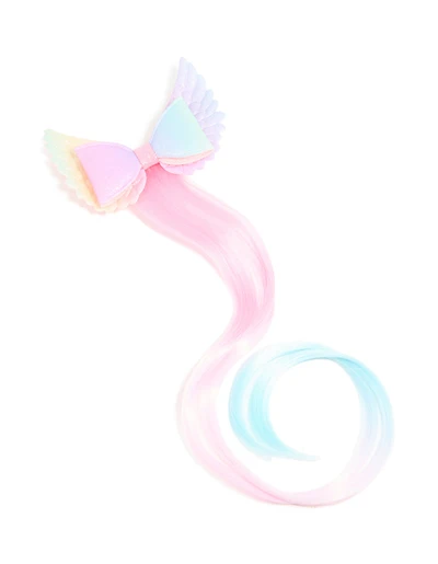Kids Pastel Rainbow Fabric Bow & Unicorn Pastel Faux Hair Clip