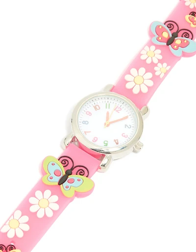 Kids Pink Butterfly & Daisy Watch