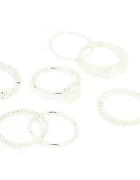 Silver Thin Wrap Circle Stacking Rings 8-Pack