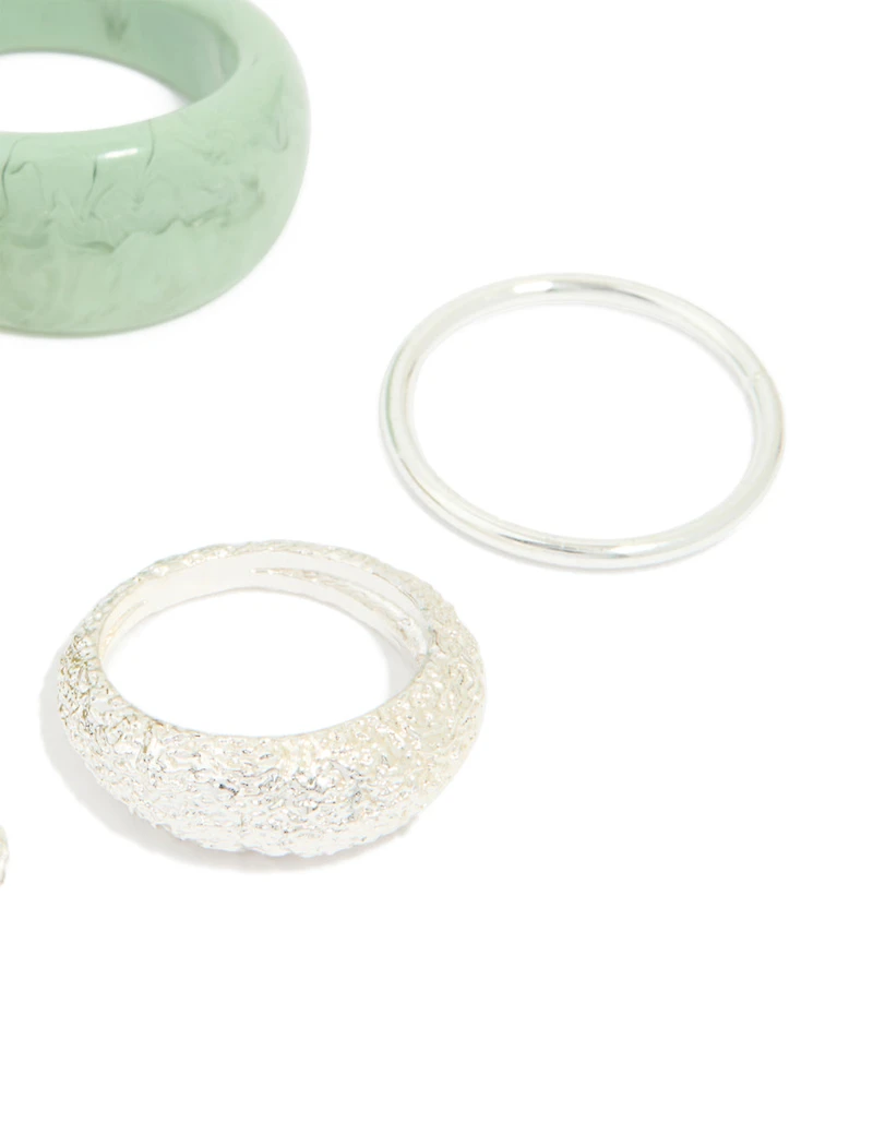 Silver Acrylic Bubble Stacking Rings 5-Pack