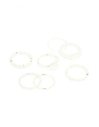 Silver Thin Wrap Circle Stacking Rings 8-Pack