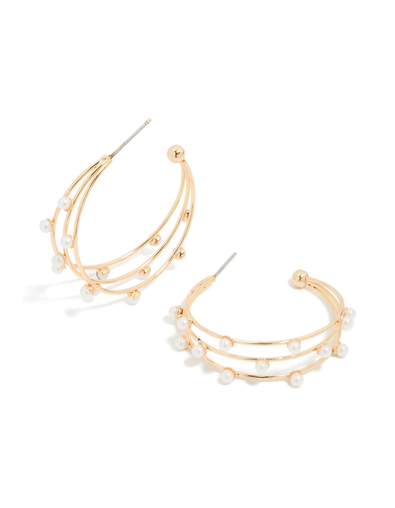 Boucles d’oreilles à cerceaux ouverts en perles dorées