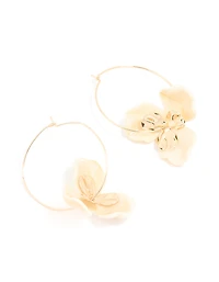 Boucles d’oreilles en forme de cerceau en fleurs 3D en or