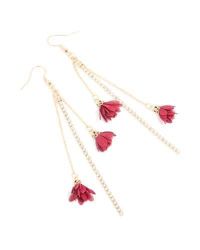 Boucles d’oreilles en chaîne en maille dorée rouge pour la coupe de fleurs
