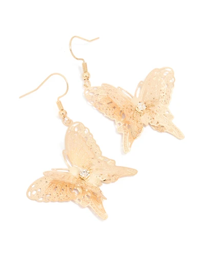 Boucles d’oreilles papillon fines en or 3D