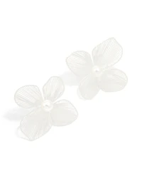 Boucles d’oreilles en forme de fleur à texture argentée perle
