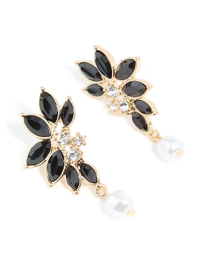 Boucles d’oreilles à clous Diamante Or Black Pearl Marquise