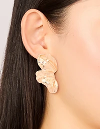 Gold Flower Fan Stud Earrings