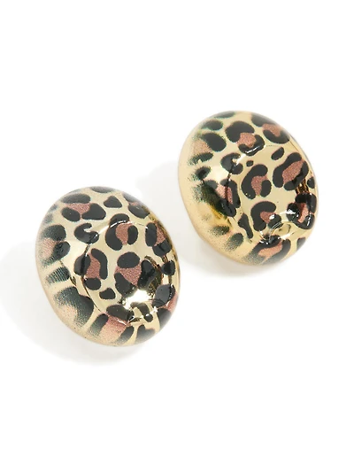 Gold Leopard Print Bubble Stud Earrings