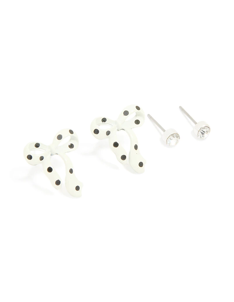 Pack de 2 boucles d’oreilles à pois argentés à pois et boucles d’oreilles classiques à clous Diamante