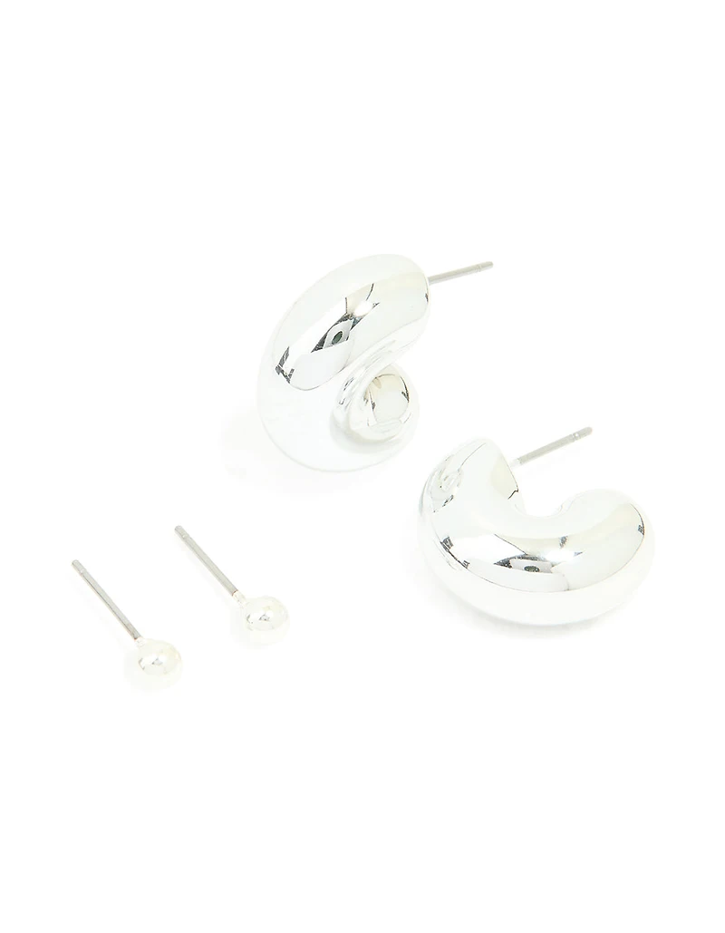 Anneau et boucles d’oreilles Silver Bubble Ball & Stud Pack 2