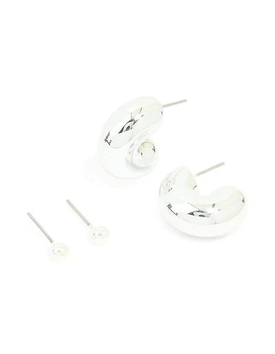 Anneau et boucles d’oreilles Silver Bubble Ball & Stud Pack 2