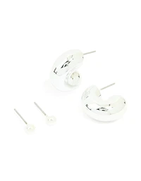 Anneau et boucles d’oreilles Silver Bubble Ball & Stud Pack 2