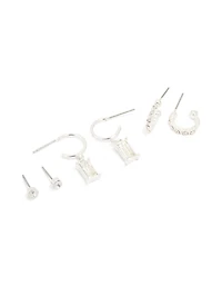Pack de 3 boucles d’oreilles Silver Diamante Huggie & Stud