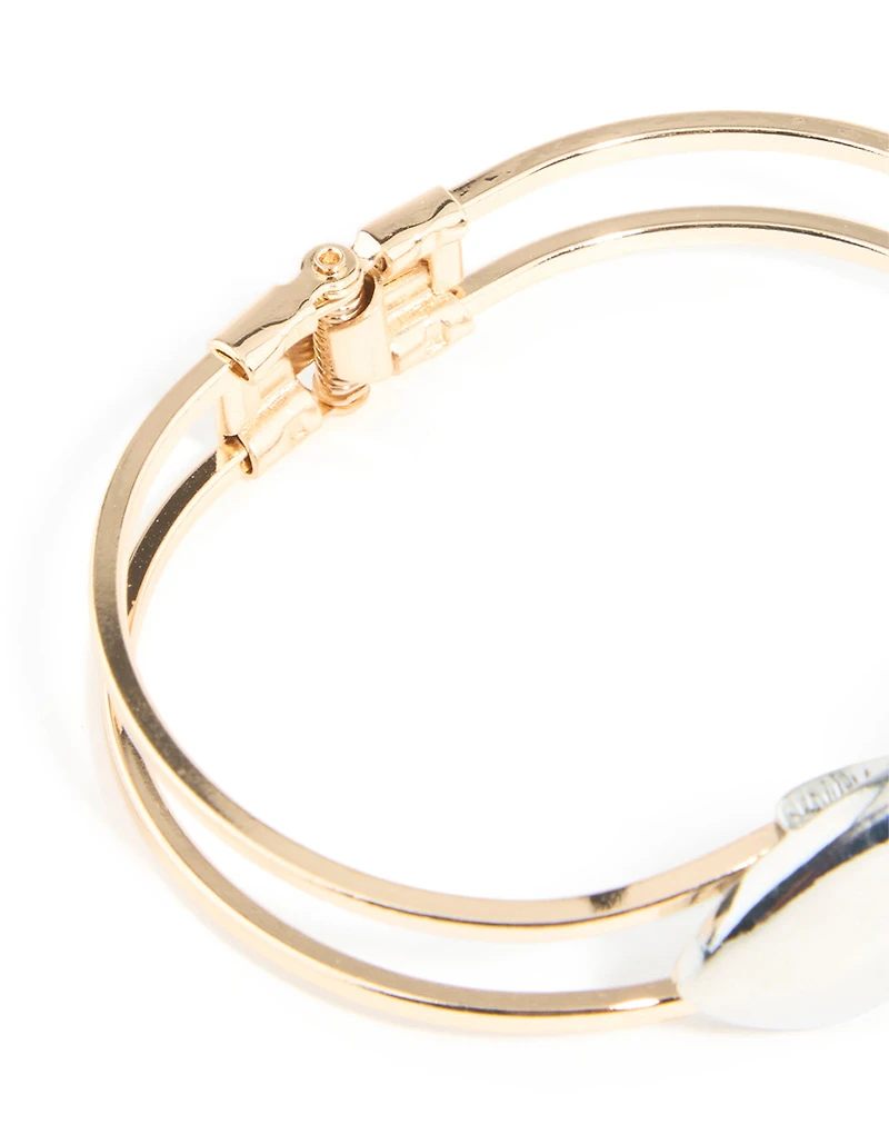 Bracelet à charnière à cœur métallique mixte