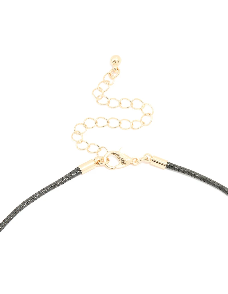Gold Pebble Cord Medium Pendant Necklace