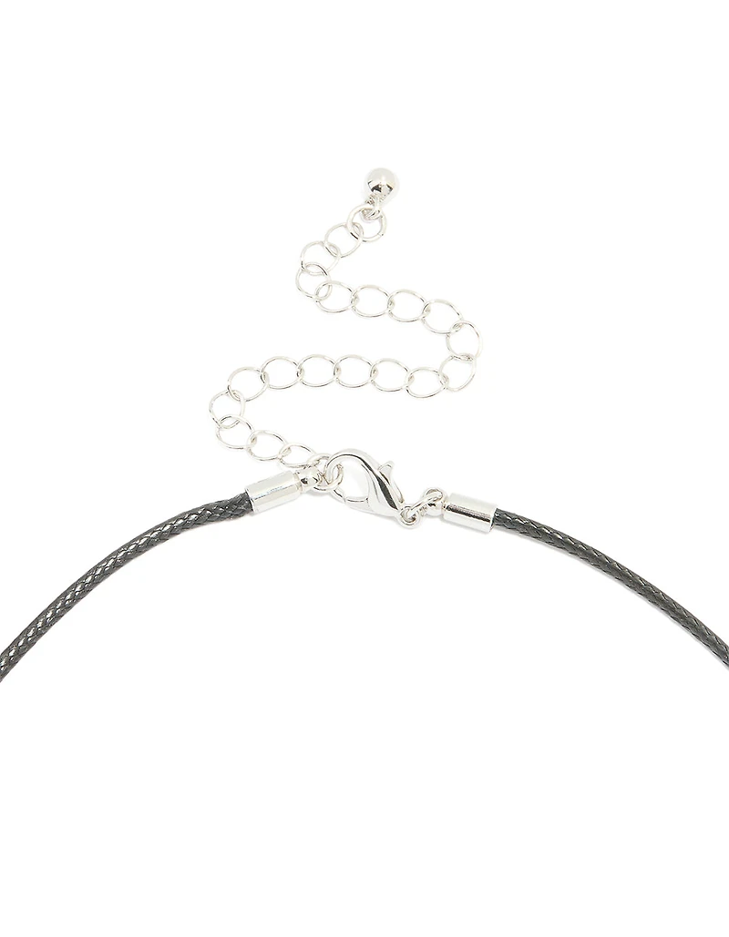 Silver Pebble Cord Medium Pendant Necklace