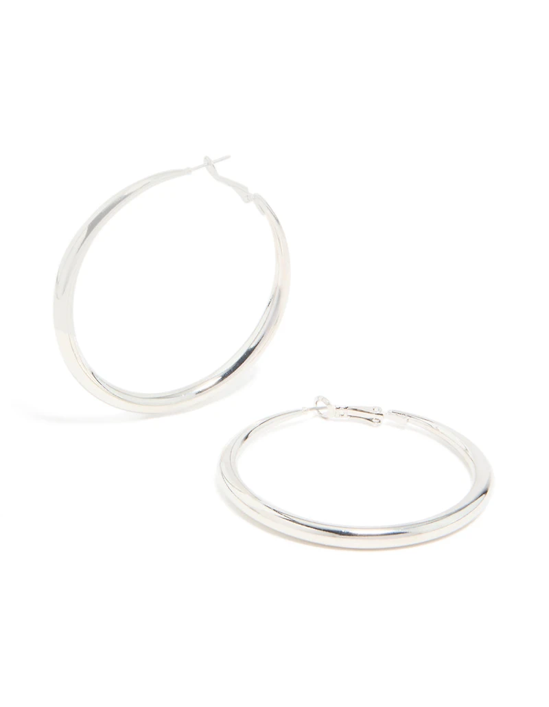 Silver Dome Hoop Earrings