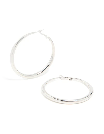 Silver Dome Hoop Earrings
