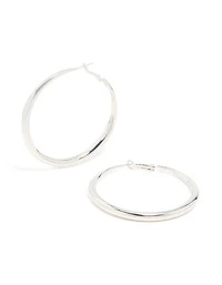 Silver Dome Hoop Earrings