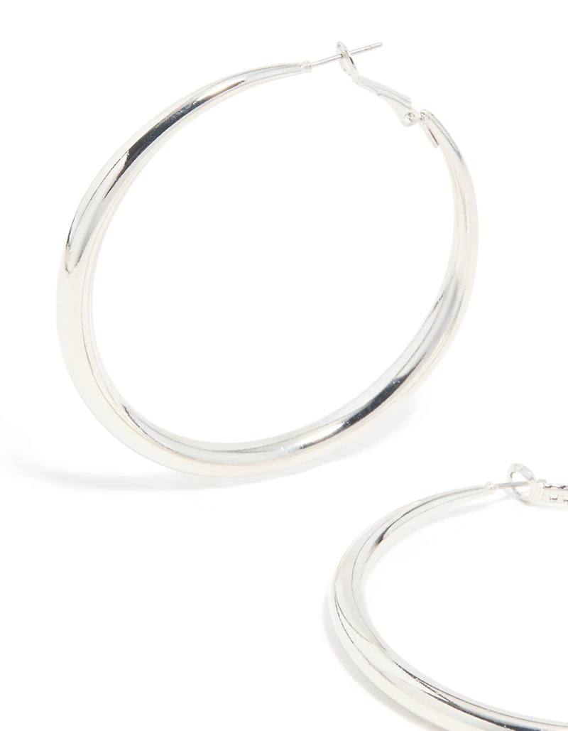 Silver Dome Hoop Earrings