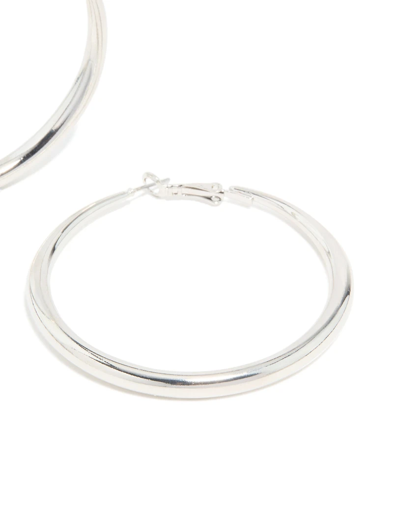 Silver Dome Hoop Earrings