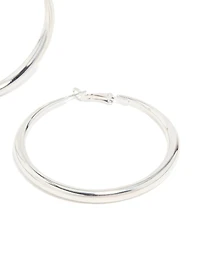 Silver Dome Hoop Earrings