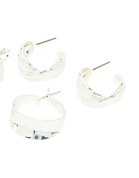 Silver Textured Hoop Earrings 3-Pack