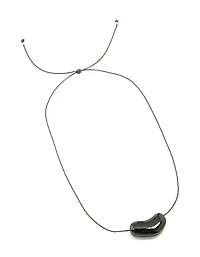 Black Coated Metal Baby Pebble Orb Cord Necklace