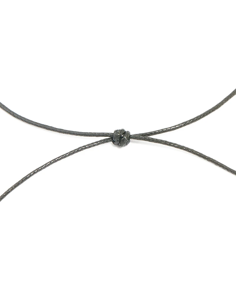 Black Coated Metal Baby Pebble Orb Cord Necklace