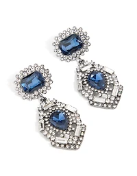 Boucles d’oreilles pendantes en poire Diamante bleu argenté