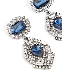 Boucles d’oreilles pendantes en poire Diamante bleu argenté