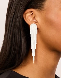 Silver Diamante Multi-Chain Drop Earrings