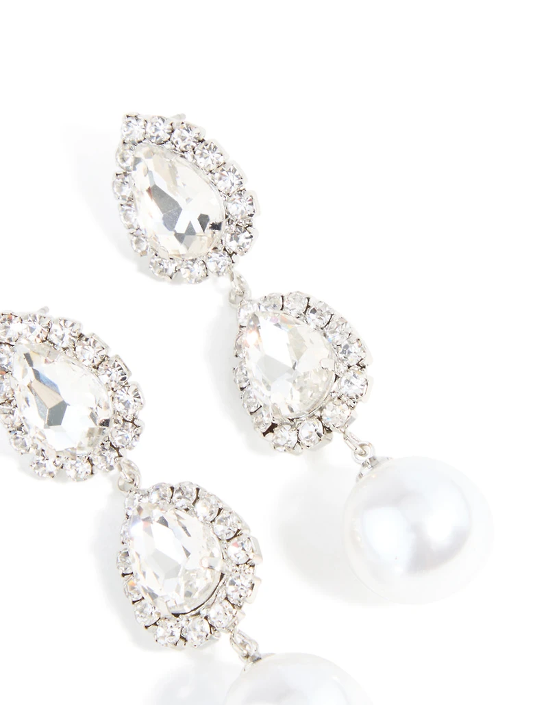 Boucles d’oreilles en perle argentée Diamante Poire