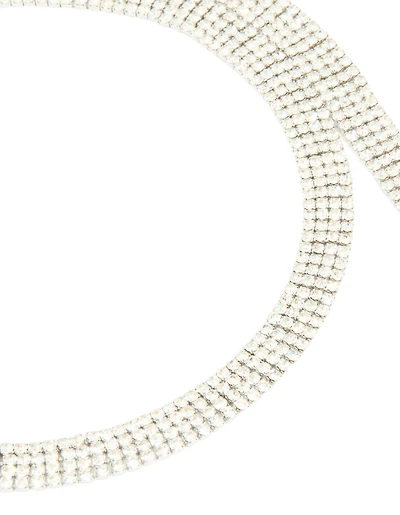 Silver Diamante Multi Tassel Necklace