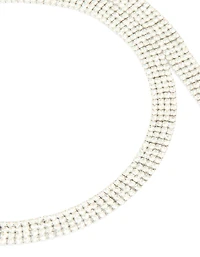 Silver Diamante Multi Tassel Necklace