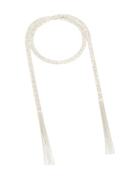 Silver Diamante Multi Tassel Necklace