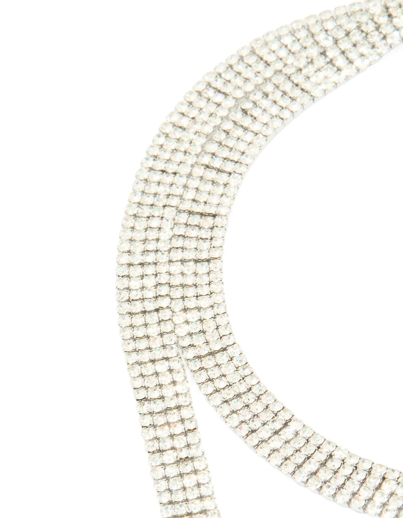 Silver Diamante Multi Tassel Necklace