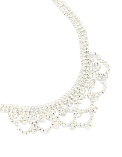 Silver Diamante Princess Statement Necklace