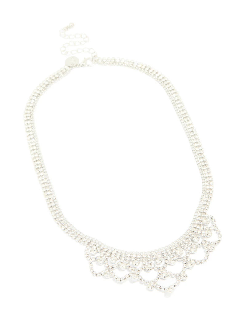 Silver Diamante Princess Statement Necklace