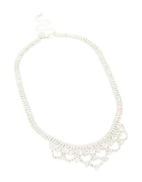 Silver Diamante Princess Statement Necklace