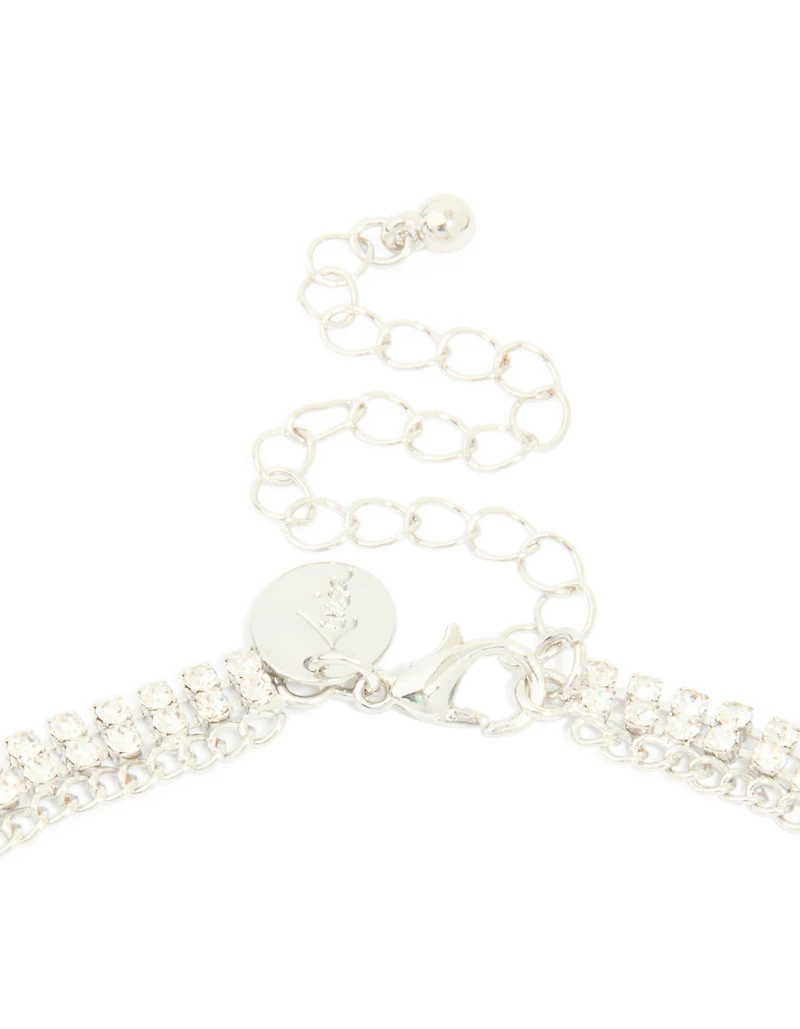 Silver Diamante Princess Statement Necklace