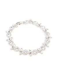 Bracelet à feuilles florales en argent Diamante