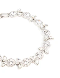 Bracelet à feuilles florales en argent Diamante